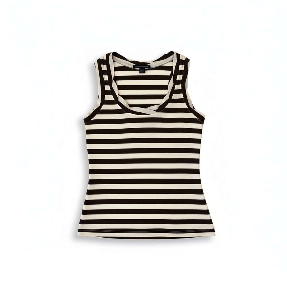 Banana Republic Womens Striped Scoop Neck‎ Tank Top Brown Cream XS Sleeveless